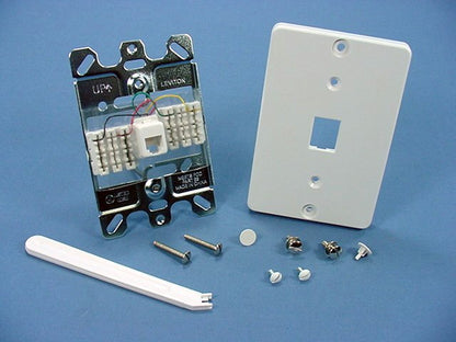 Leviton 40253-W White Quickconnect Wall Mount Modular Phone Jack Outlet Plate