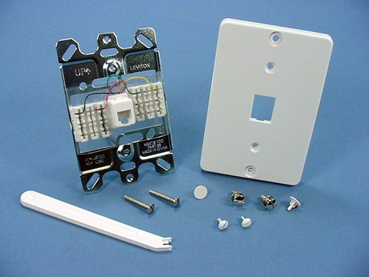 Leviton 40253-W White Quickconnect Wall Mount Modular Phone Jack Outlet Plate