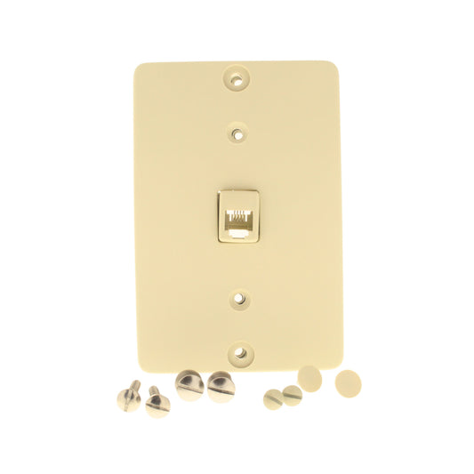 Leviton 40257-I Ivory Modular Phone Jack Wall Mount Screw Terminals Outlet Plate