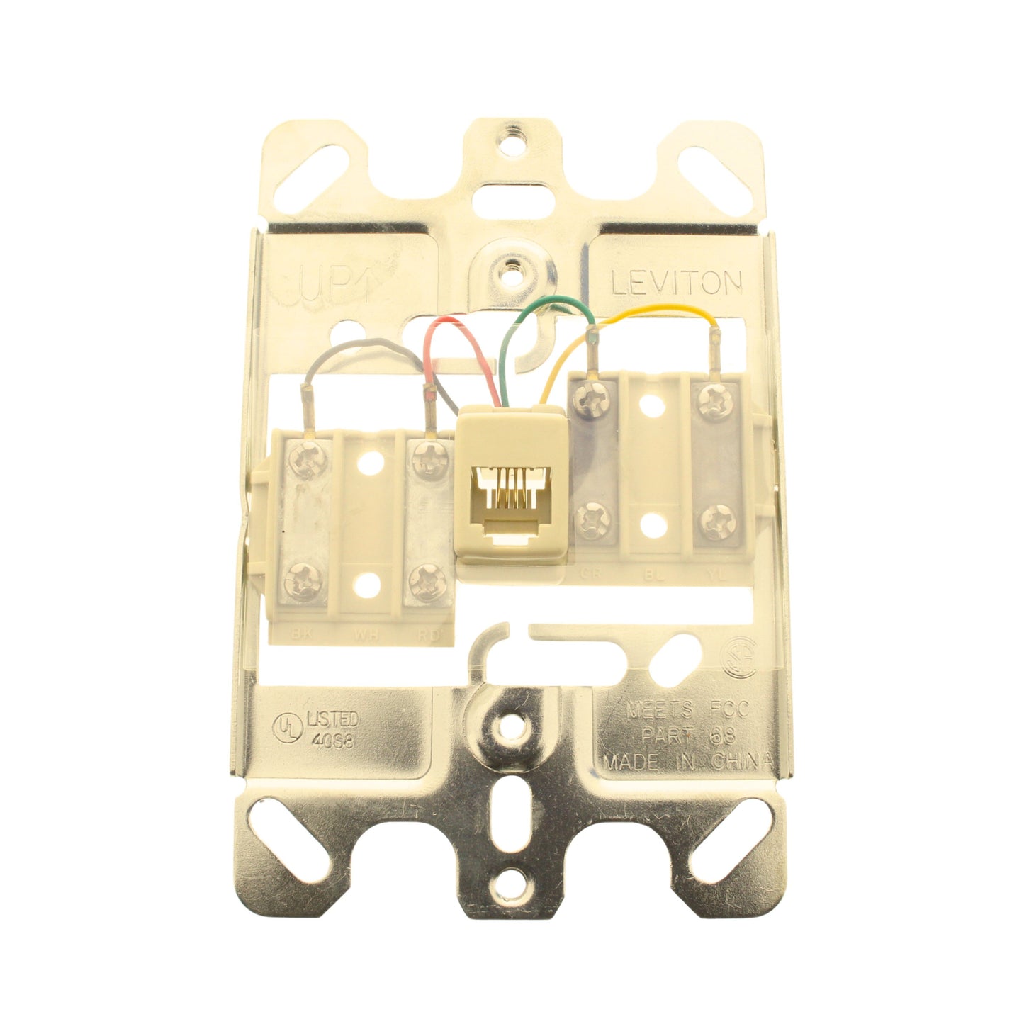 Leviton 40257-I Ivory Modular Phone Jack Wall Mount Screw Terminals Outlet Plate