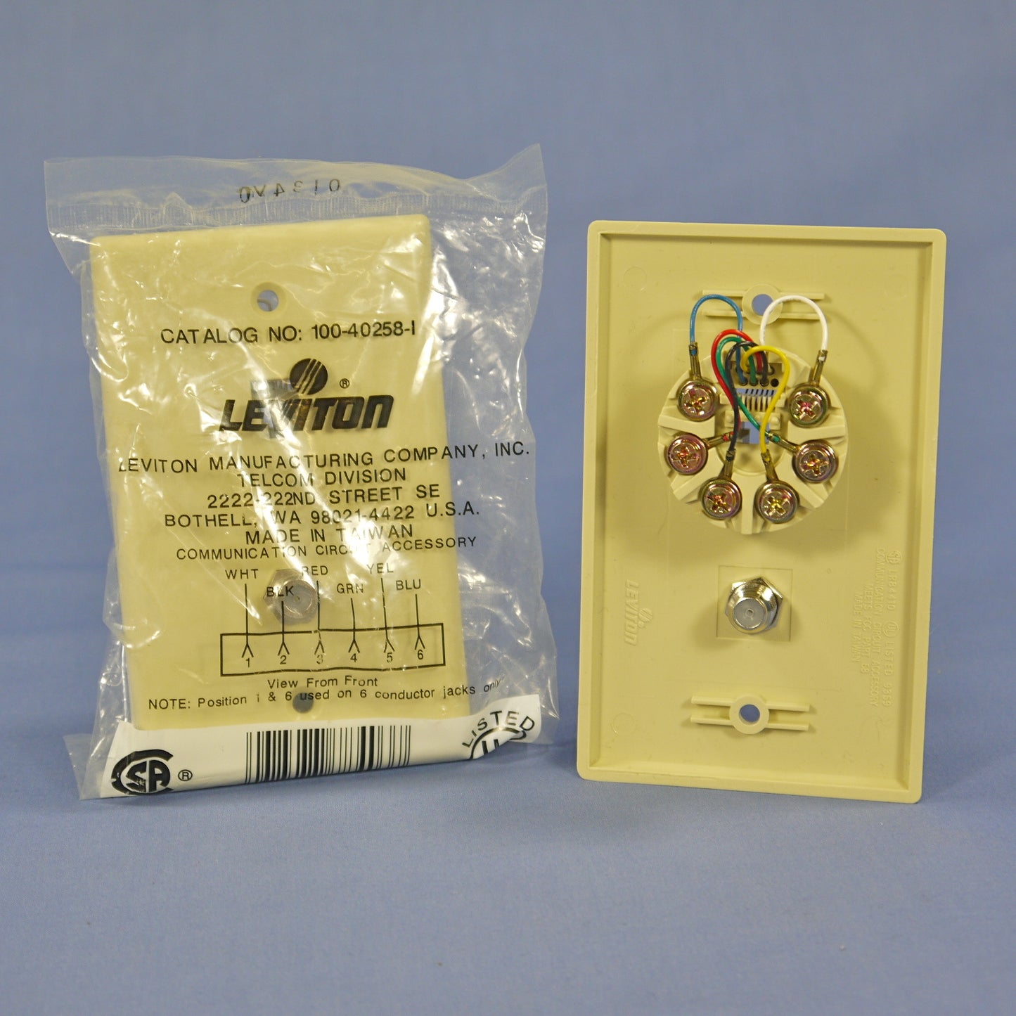 10 Leviton Ivory Phone Coax Cable CATV Video Jack Wallplates Type 625D 40258-I