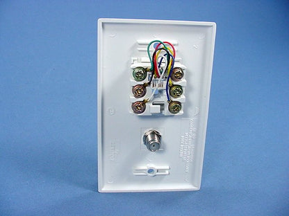 Leviton 40258-W White Telephone Coax Cable CATV Video Jack Wallplate Type 625D