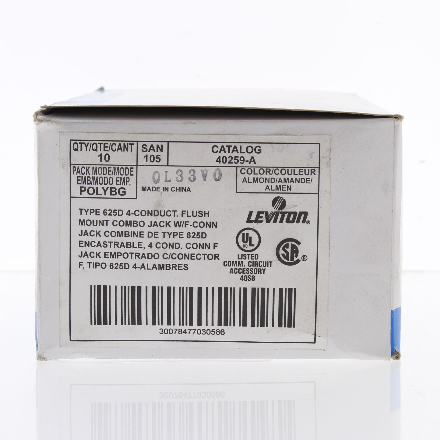 Leviton 40259-A Almond 1-Gang Cable CATV Jack Phone Wallplates Type 625D 10-Pack