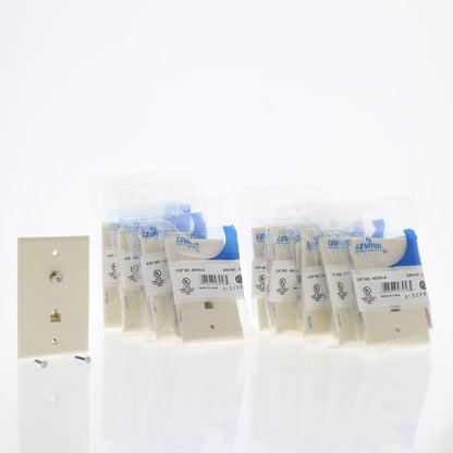 Leviton 40259-A Almond 1-Gang Cable CATV Jack Phone Wallplates Type 625D 10-Pack