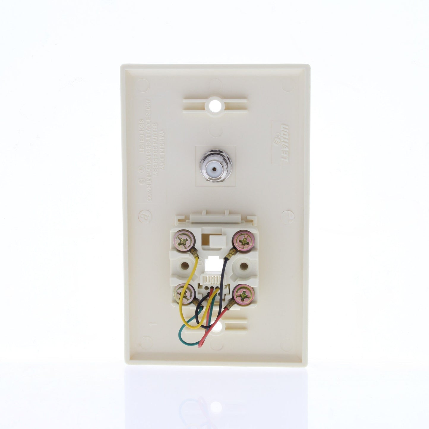 Leviton 40259-A Almond 1-Gang Cable CATV Jack Phone Wallplates Type 625D 10-Pack