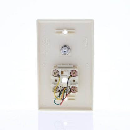 Leviton 40259-A Almond 1-Gang Cable CATV Jack Phone Wallplates Type 625D 10-Pack