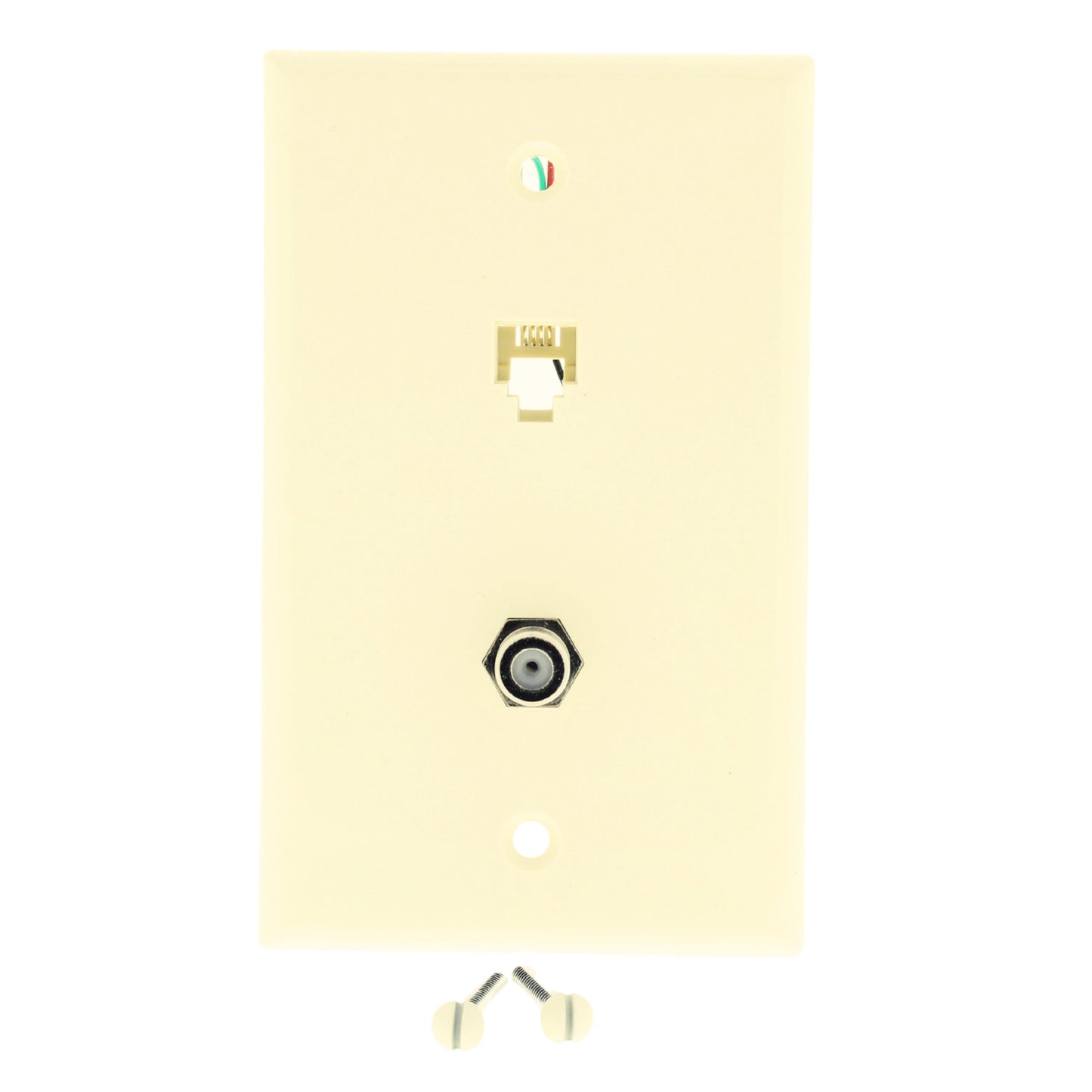 Leviton 40259-A Almond Cable CATV Video Jack Telephone Wallplate 6P4C Type 625D