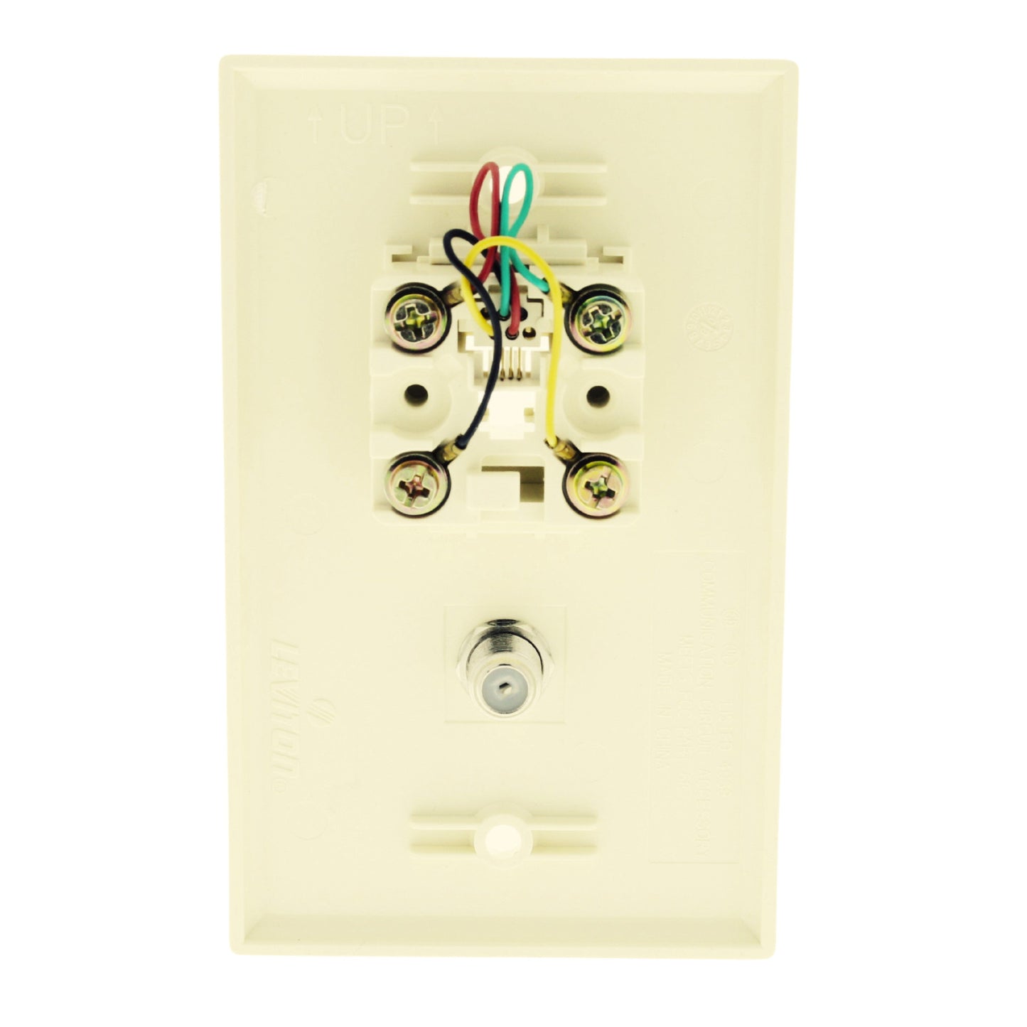 Leviton 40259-A Almond Cable CATV Video Jack Telephone Wallplate 6P4C Type 625D