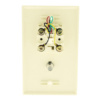 Leviton 40259-A Almond Cable CATV Video Jack Telephone Wallplate 6P4C Type 625D