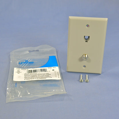 Leviton Gray Phone Cable CATV Video Jack Wall Plate Telephone 40259-GY