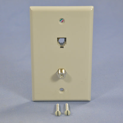 Leviton Gray Phone Cable CATV Video Jack Wall Plate Telephone 40259-GY