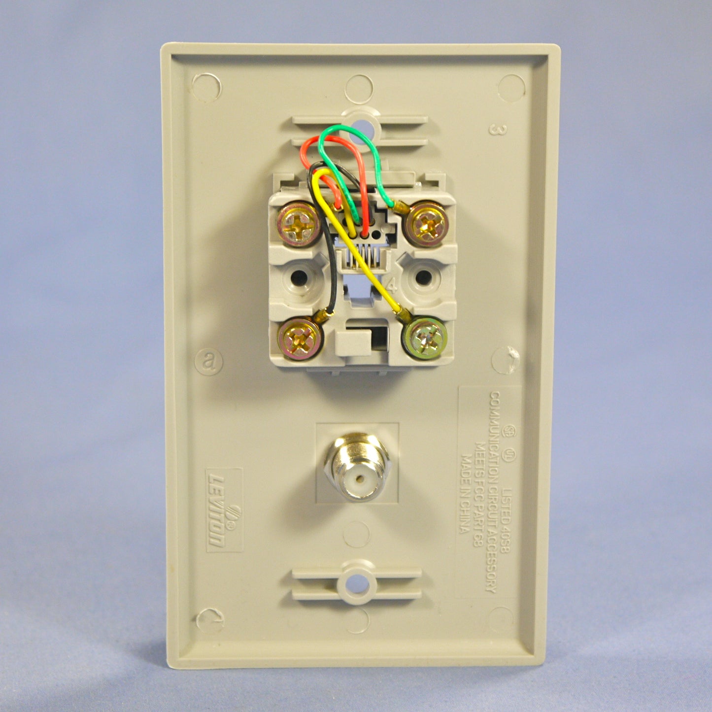 Leviton Gray Phone Cable CATV Video Jack Wall Plate Telephone 40259-GY