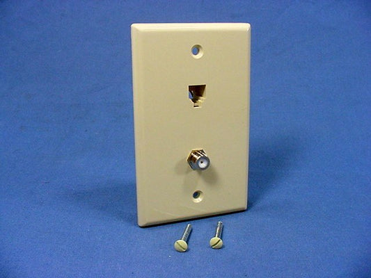 Leviton Ivory Cable CATV Video Jack Phone Wallplates 6P4C Type 625D 40259-I
