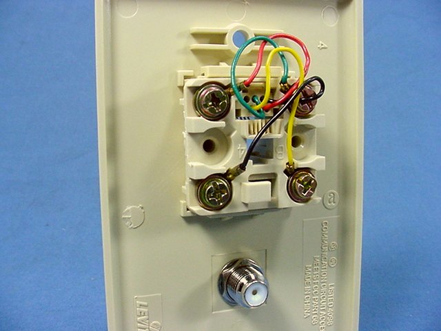 Leviton Ivory Cable CATV Video Jack Phone Wallplates 6P4C Type 625D 40259-I