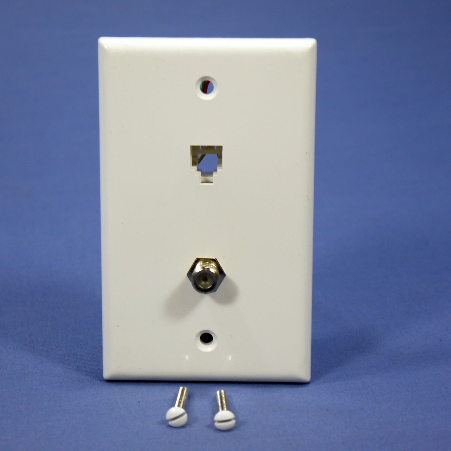 Leviton White Cable CATV Video Jack Wallplate Telephone Coax 6P4C 625D 40259-W
