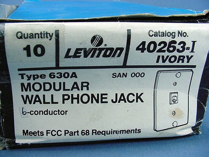 10 Leviton Ivory Quickconnect Wall Mount Telephone Outlet Jack Type 630A 40263-I