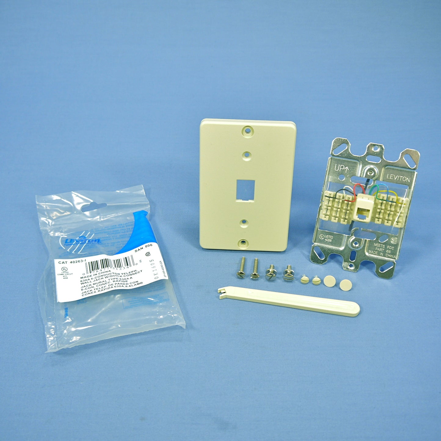 Leviton Ivory Quickconnect Wall Mount Type 630A Telephone Outlet Jack 40263-I