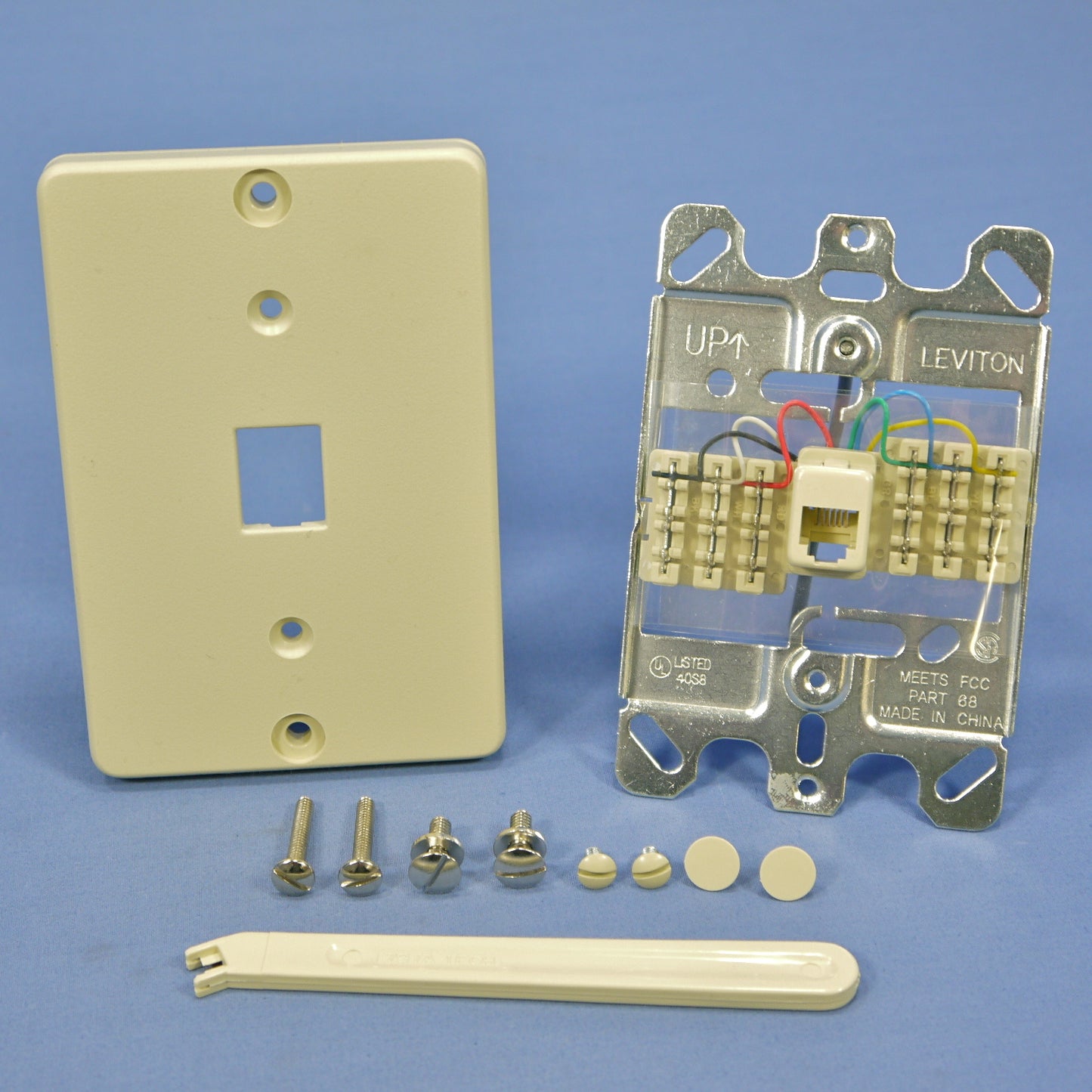 Leviton Ivory Quickconnect Wall Mount Type 630A Telephone Outlet Jack 40263-I