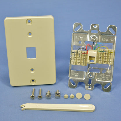Leviton Ivory Quickconnect Wall Mount Type 630A Telephone Outlet Jack 40263-I