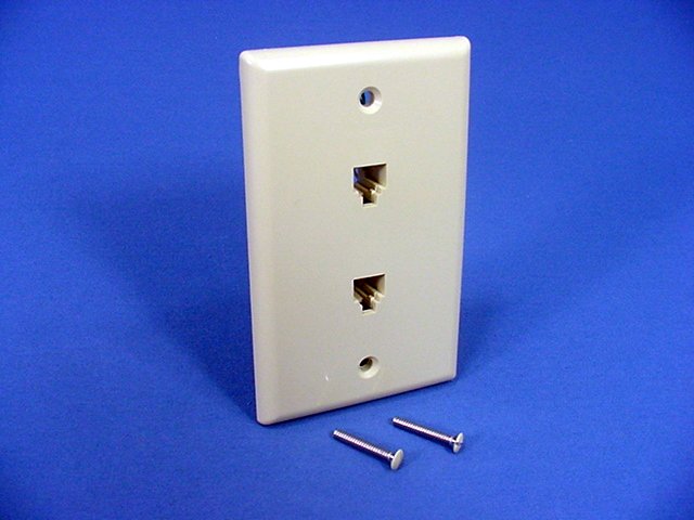 Leviton 40266-I Ivory Dual Phone Jack Wallplate 6-Wire Telephone 1 or 2-Lines