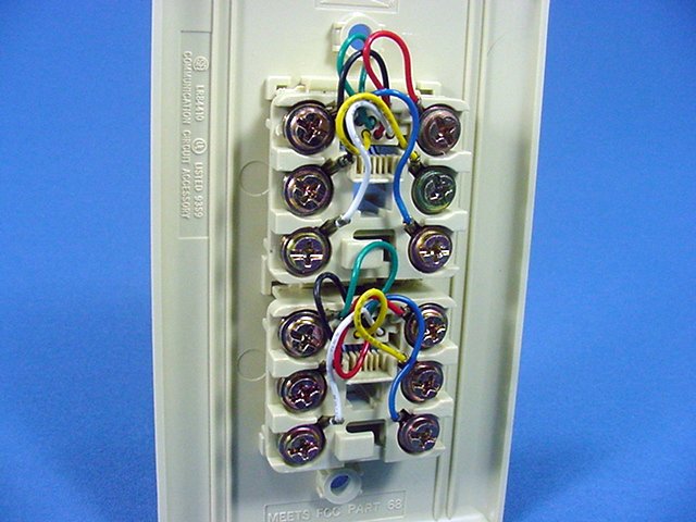 Leviton 40266-I Ivory Dual Phone Jack Wallplate 6-Wire Telephone 1 or 2-Lines