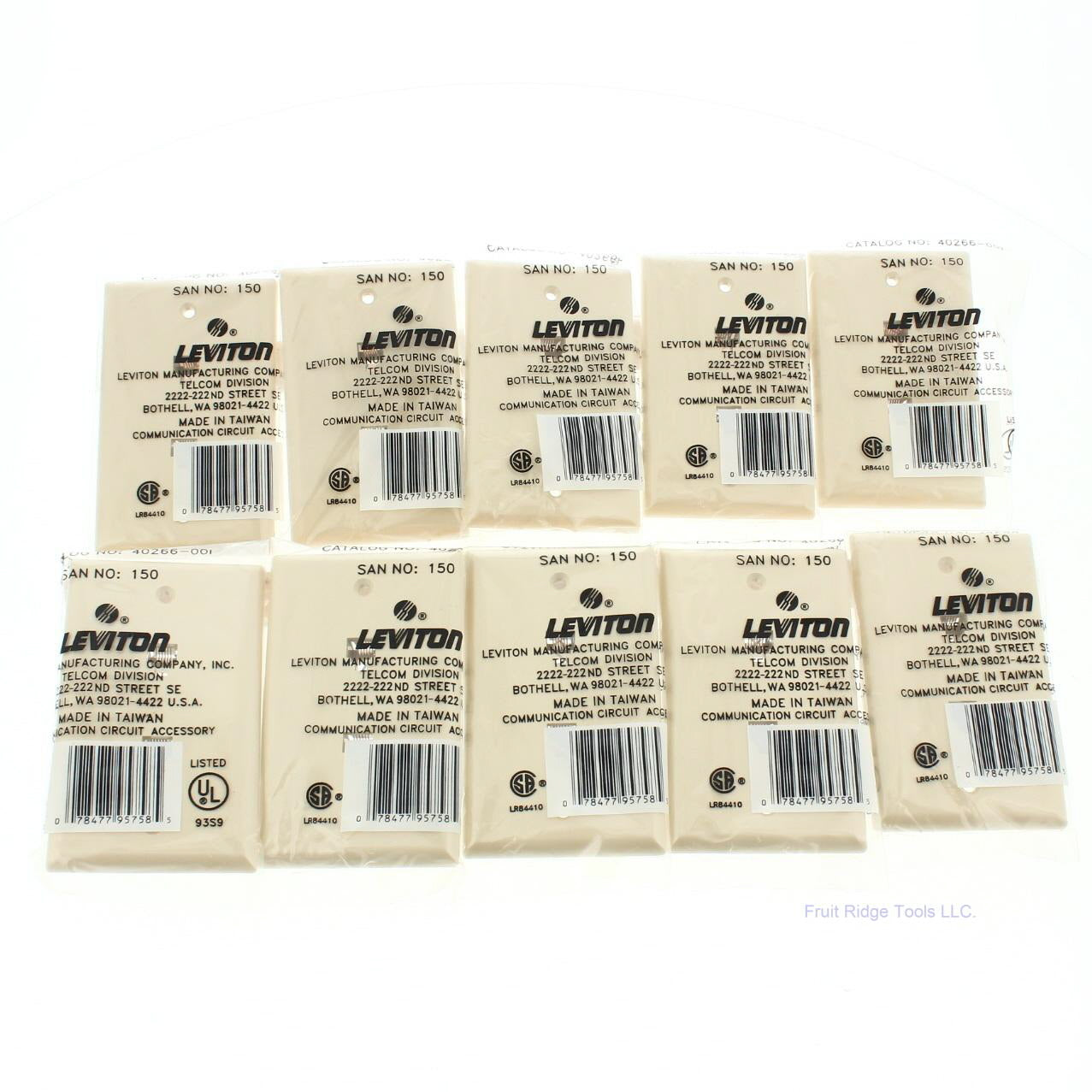 10 Leviton Ivory Dual Phone Jack Flush Wallplates 6-Wire 6P6C Type 625B3 40266-I