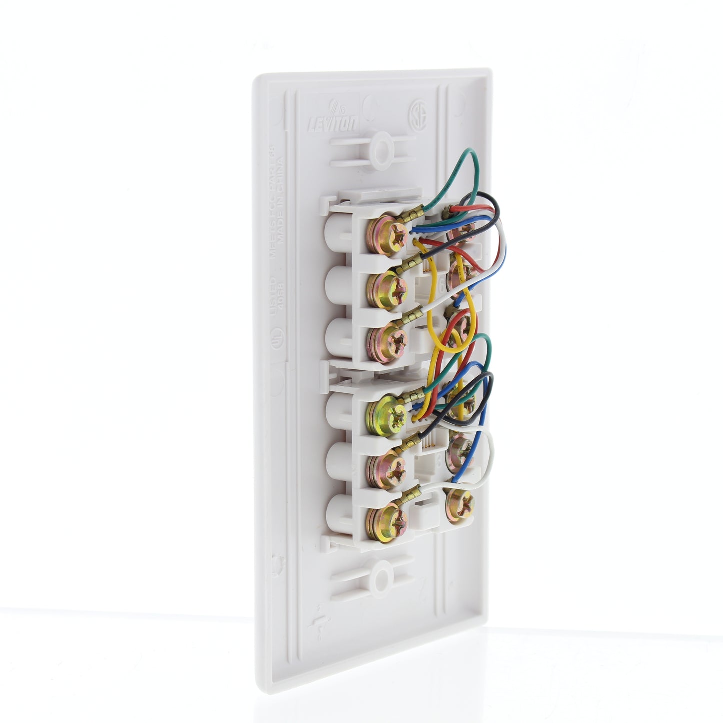 10 Leviton White Dual Phone Jack Flush Wallplates 6-Wire 6P6C Type 625B3 40266-W