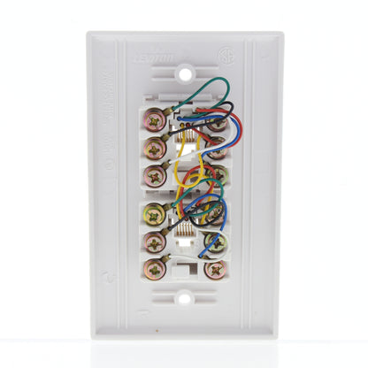 10 Leviton White Dual Phone Jack Flush Wallplates 6-Wire 6P6C Type 625B3 40266-W