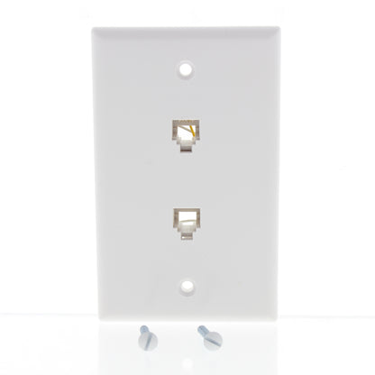 Leviton40266-W White Dual 6-Wire Telephone Jack Flush Wallplate 6P6C Type 625B3