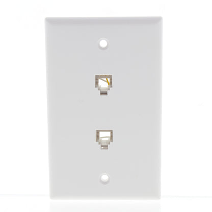 Leviton40266-W White Dual 6-Wire Telephone Jack Flush Wallplate 6P6C Type 625B3