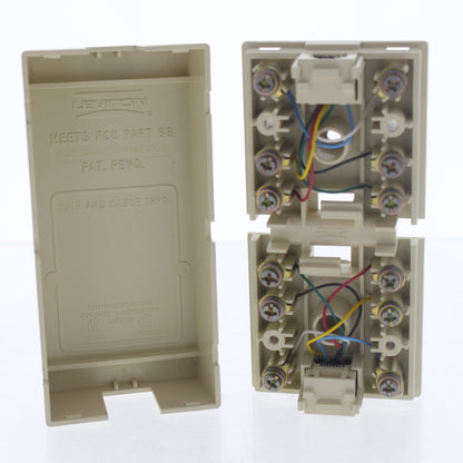 Leviton 40296-I Ivory Two 6-Position Jacks Type 635 Surface Mount Screw Terminal