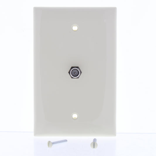 Leviton 40539-CMA Almond 1-Gang Phone Jack F Connector Nylon Mid-Size Wallplate