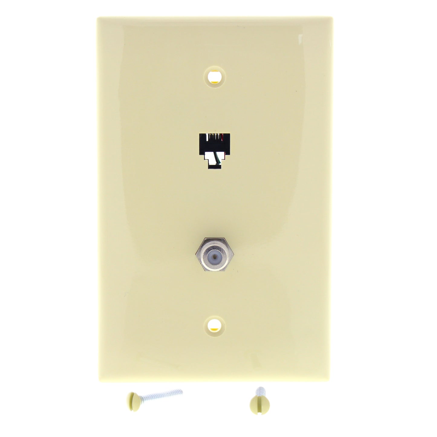 Leviton 40539-CMI Ivory 1-Gang Phone Jack F Connector Nylon Mid-Size Wallplate