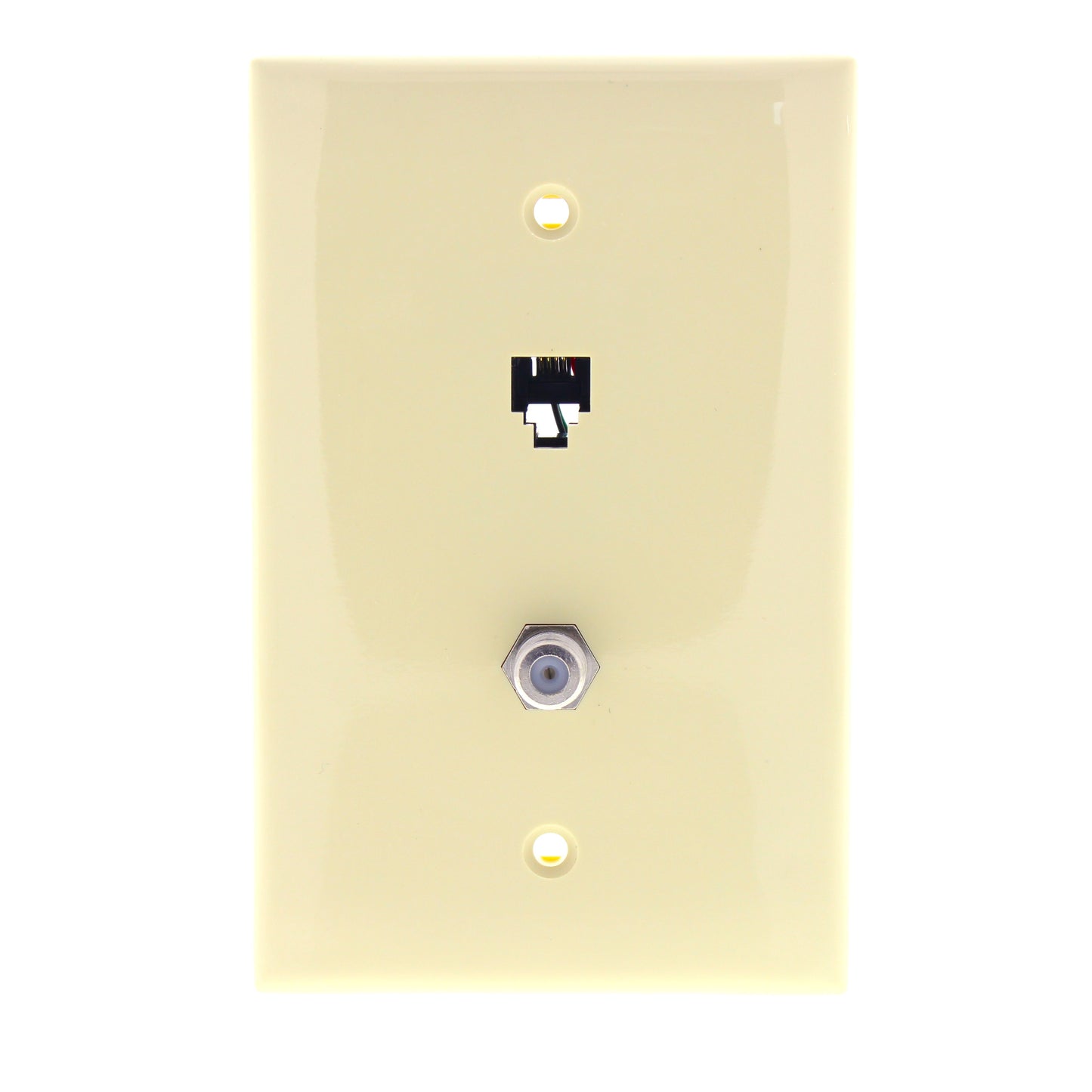 Leviton 40539-CMI Ivory 1-Gang Phone Jack F Connector Nylon Mid-Size Wallplate