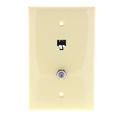 Leviton 40539-CMI Ivory 1-Gang Phone Jack F Connector Nylon Mid-Size Wallplate