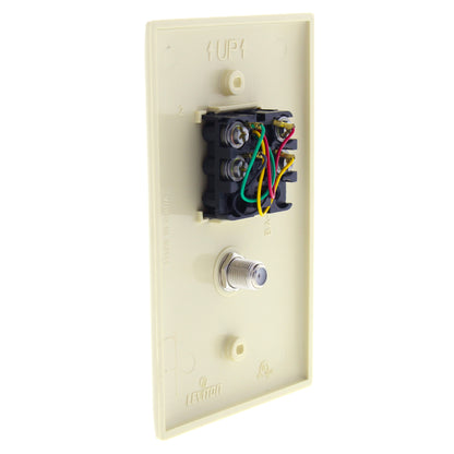 Leviton 40539-CMI Ivory 1-Gang Phone Jack F Connector Nylon Mid-Size Wallplate
