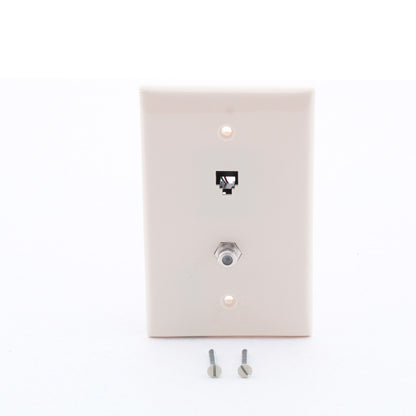 Leviton 40539-CMT Light Almond 1-Gang Phone Jack Coaxial Nylon Midsize Wallplate