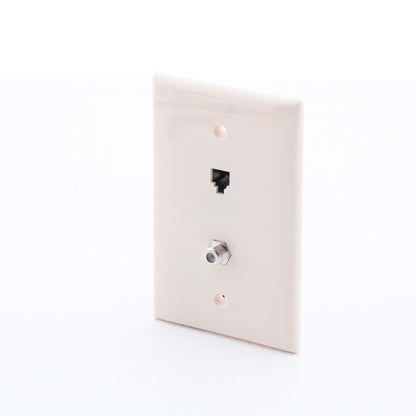 Leviton 40539-CMT Light Almond 1-Gang Phone Jack Coaxial Nylon Midsize Wallplate