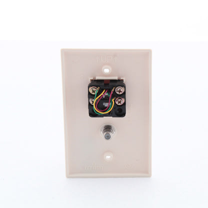 Leviton 40539-CMT Light Almond 1-Gang Phone Jack Coaxial Nylon Midsize Wallplate
