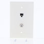 Leviton White Midway 4-Wire Modular Telephone Coax Jack Wall Plate 40539-CMW