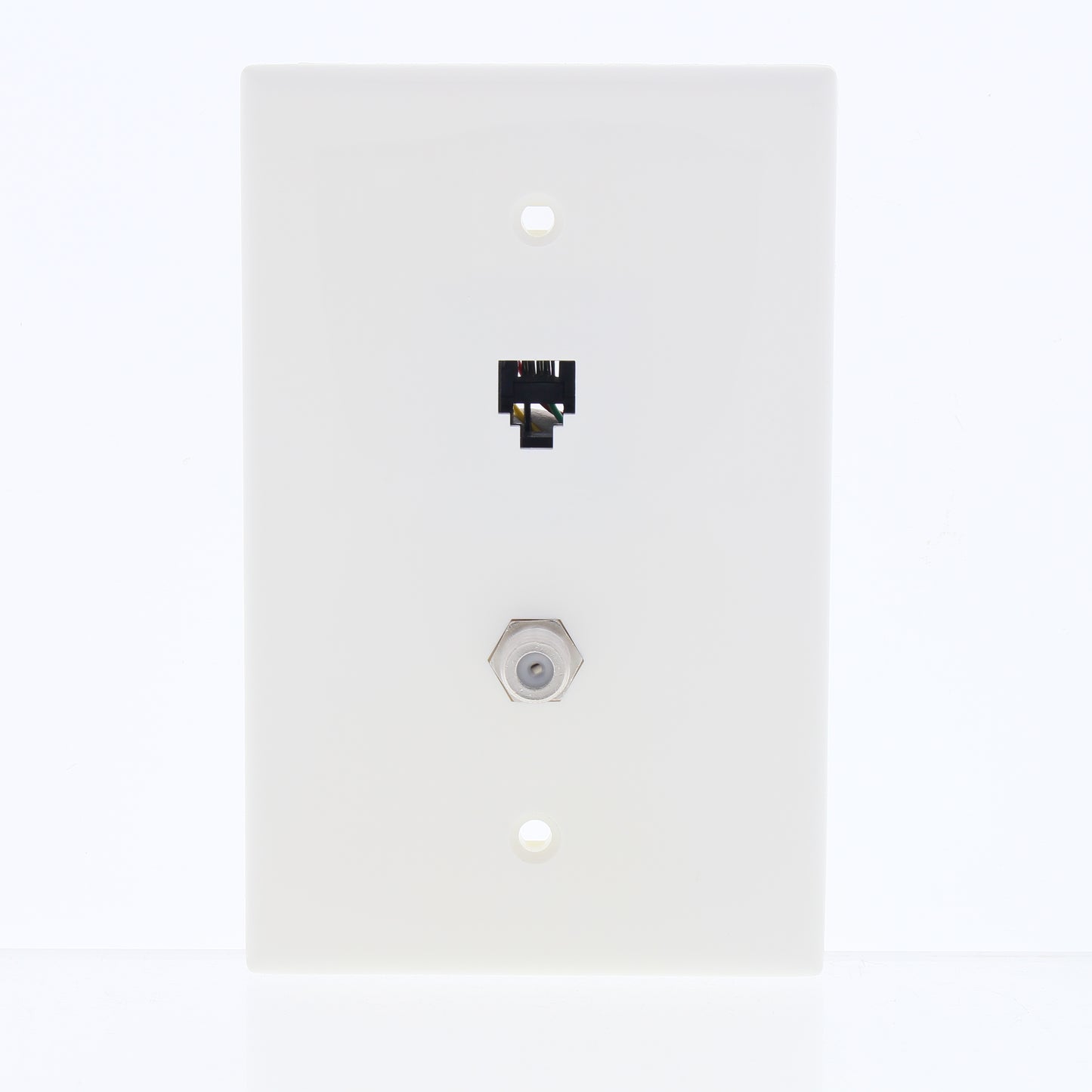 Leviton White Midway 4-Wire Modular Telephone Coax Jack Wall Plate 40539-CMW