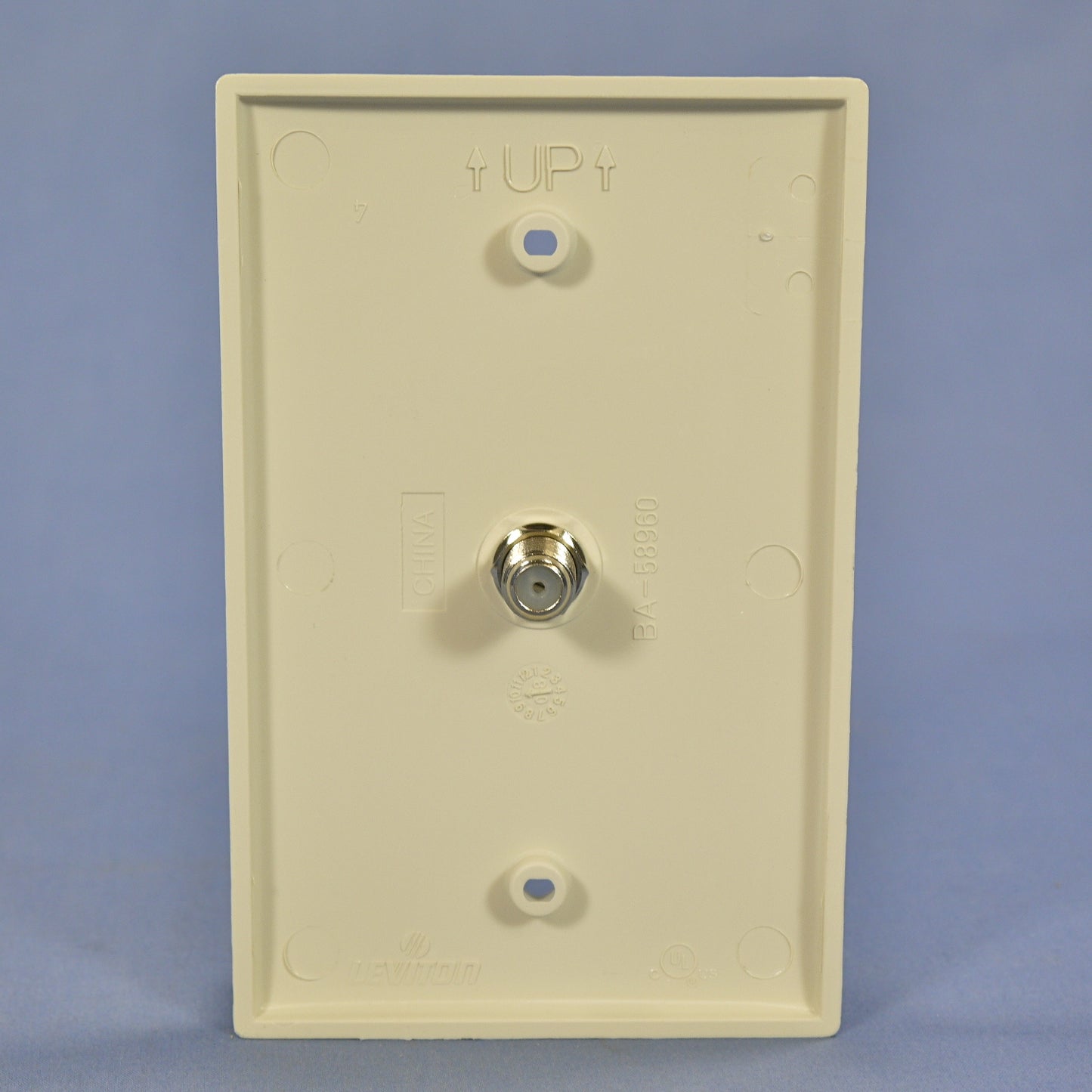 Leviton Lt Almond Midway Video Coax Cable Jack Cover 75Ohm F-Connector 40539-MT