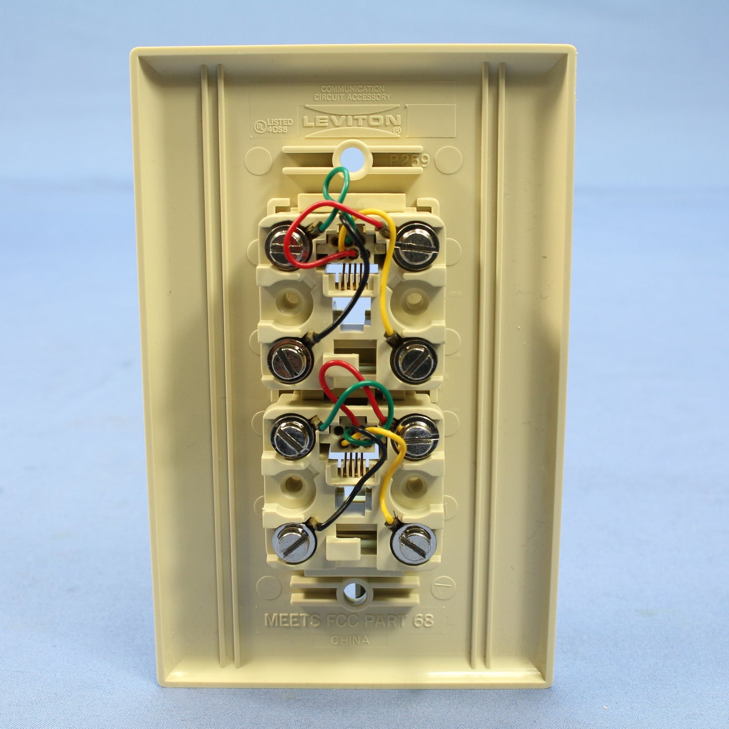 10 Leviton Ivory Duplex Phone Jacks Midway Wall Plate 4-Wire Telephone 40544-I