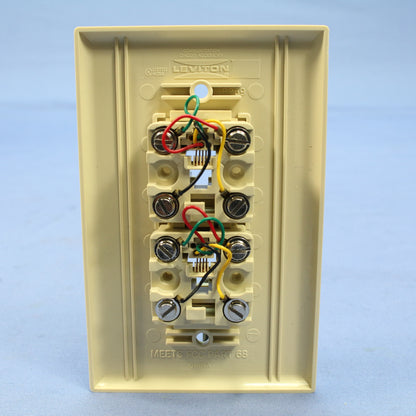 10 Leviton Ivory Duplex Phone Jacks Midway Wall Plate 4-Wire Telephone 40544-I