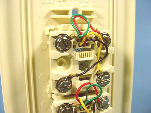 Leviton Ivory Duplex Phone Jack Large Midway Wall Plate 4-Wire Telephone 40544-I