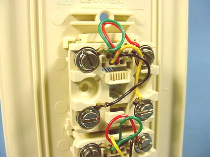 Leviton Ivory Duplex Phone Jack Large Midway Wall Plate 4-Wire Telephone 40544-I