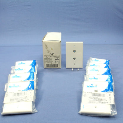 Leviton 40544-W White 4-Wire Telephone Jacks Duplex Midway Wallplates 10-pack
