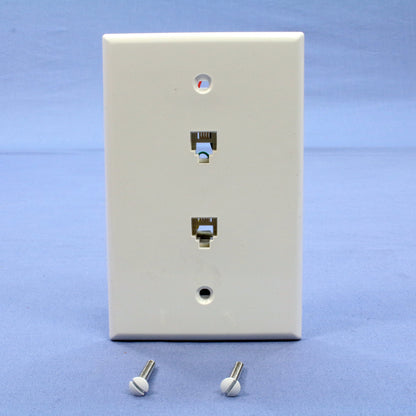 Leviton 40544-W White 4-Wire Telephone Jacks Duplex Midway Wallplates 10-pack