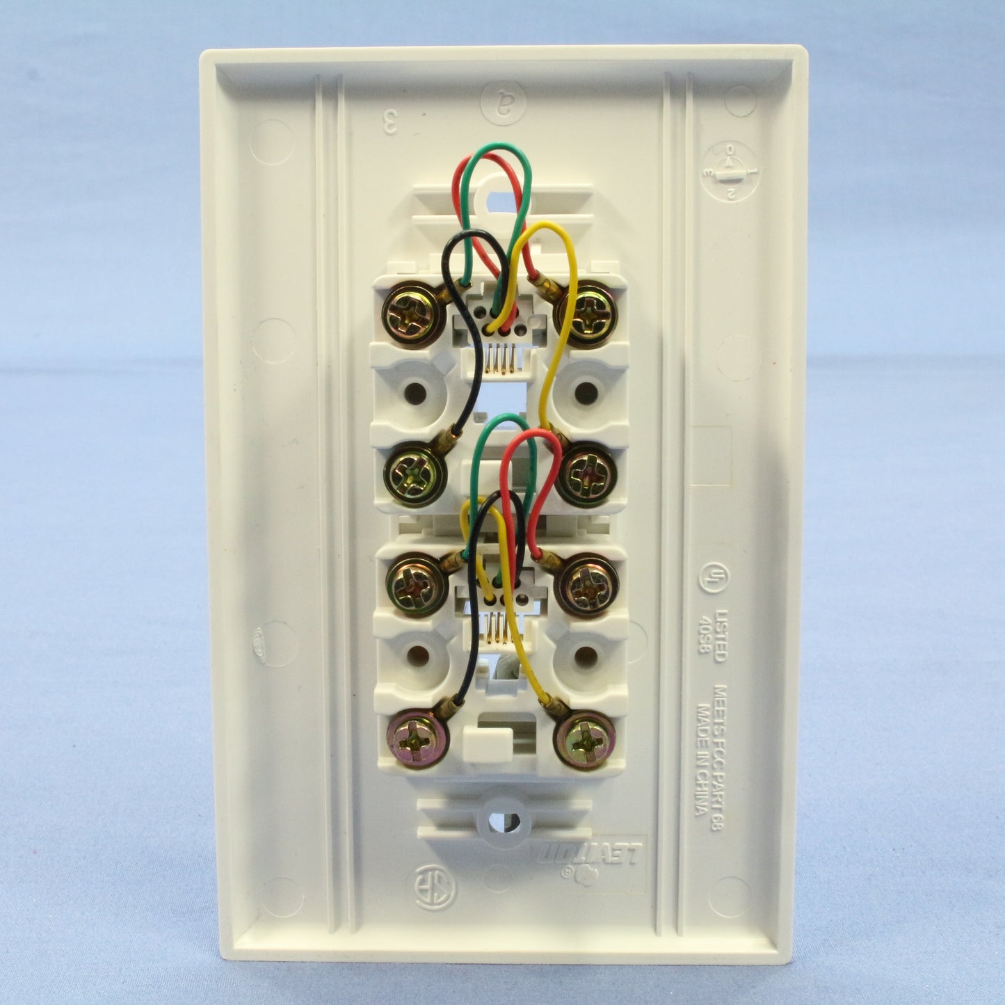 Leviton 40544-W White 4-Wire Telephone Jacks Duplex Midway Wallplates 10-pack