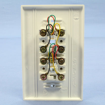 Leviton 40544-W White 4-Wire Telephone Jacks Duplex Midway Wallplates 10-pack